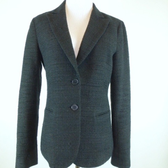 Theory Jackets & Blazers - Theory black wool cotton textured woven blazer 10